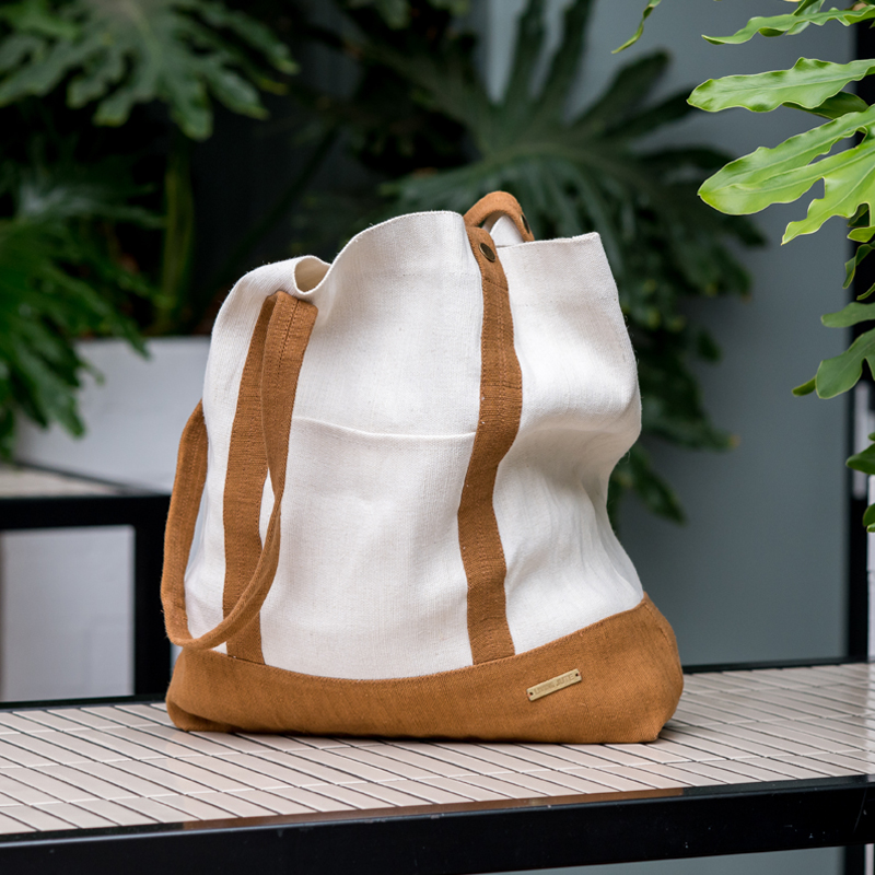 Tote Beach Bag Brown Handle With Custom Design