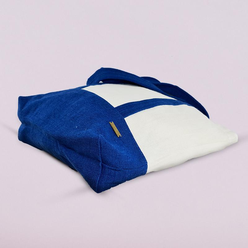 Tote Beach Bag Blue Handle with Custom Design